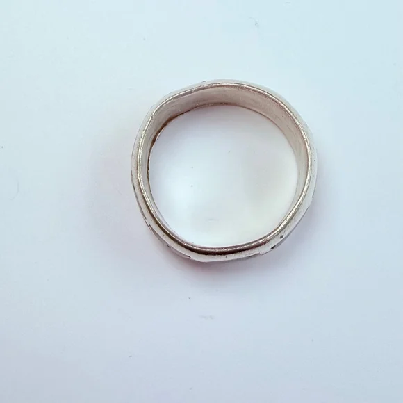 Native American Navajo Turquoise & Coral Sterling Silver 925 Vintage Band Ring - Picture 4 of 8